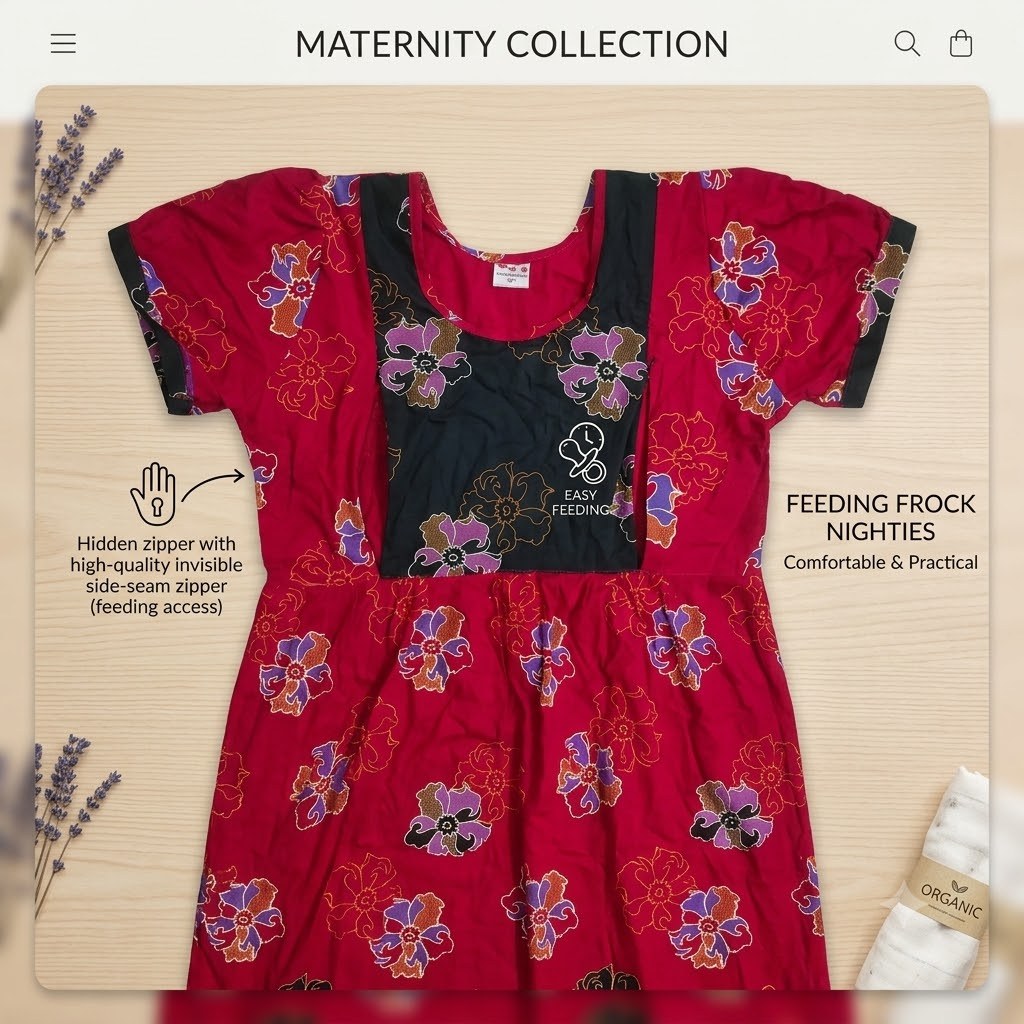 Feeding Frock Nighties - Side Zip Feeding